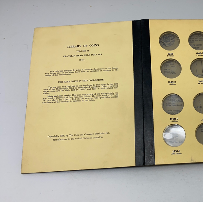 Library of Coins Vol 21 Franklin Half Dollars Coin Album-Used