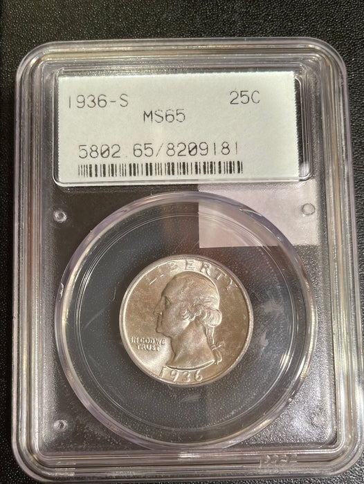 1936 S Washington Quarter PCGS MS 65 - US Coin