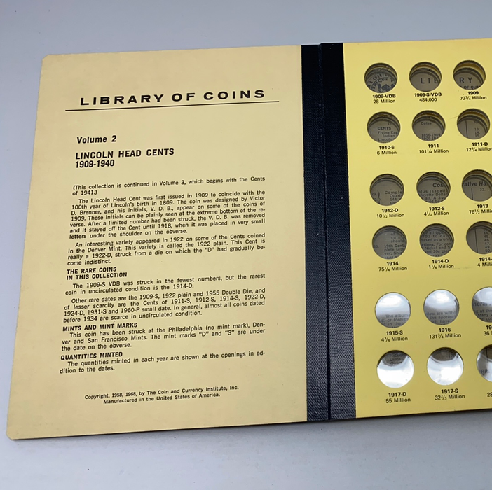 Library of Coins Vol 2 Lincoln Cents Part 1 Coin Album-Used