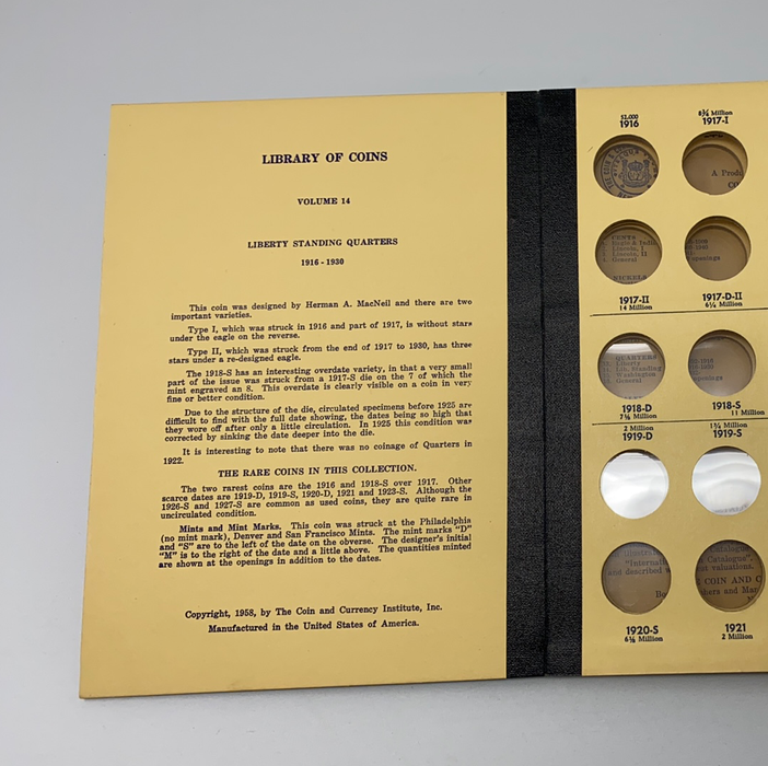 Library of Coins Vol 14 Standing Liberty Quarters Coin Album-Used