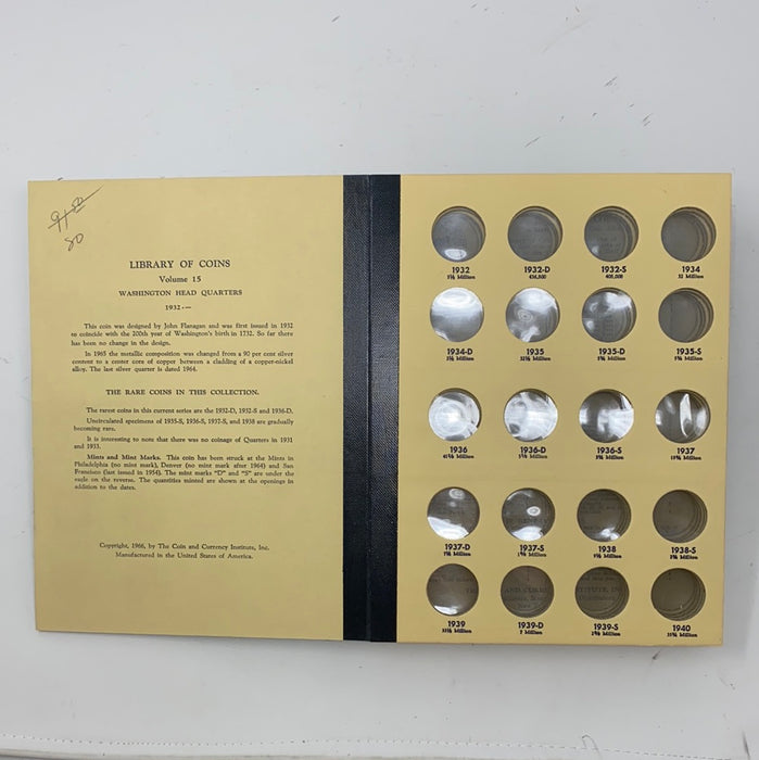 Library of Coins Vol 15 Washington Quarters Coin Album-Used