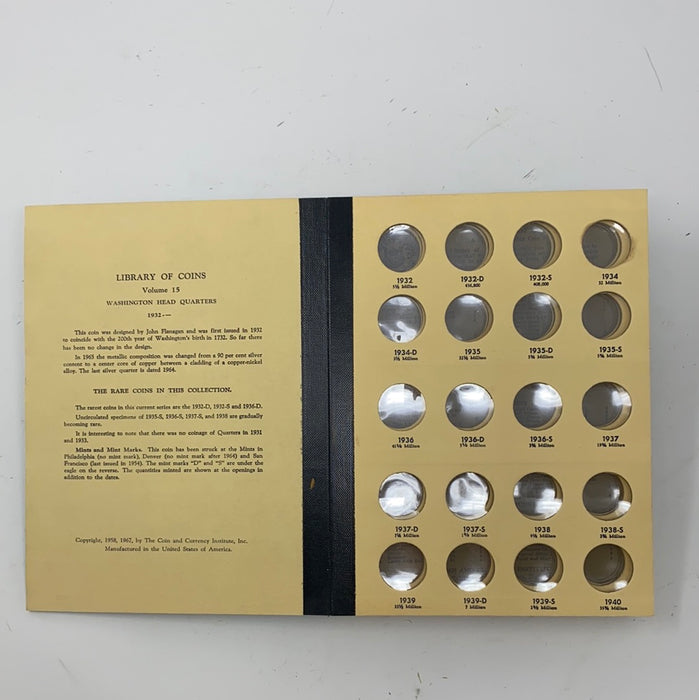 Library of Coins Vol 15 Washington Quarters Coin Album-Used