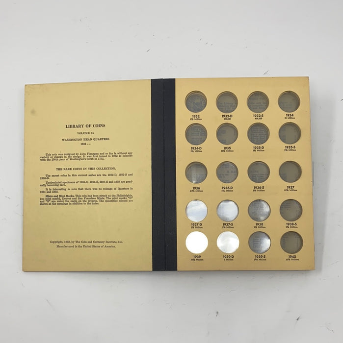 Library of Coins Vol 15 Washington Quarters Coin Album-Used