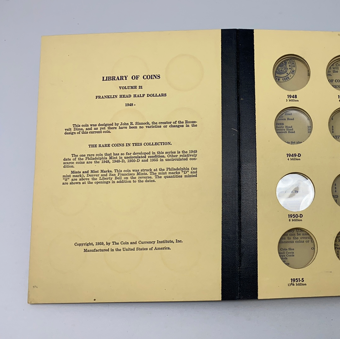 Library of Coins Vol 21 Franklin Half Dollars Coin Album-Used