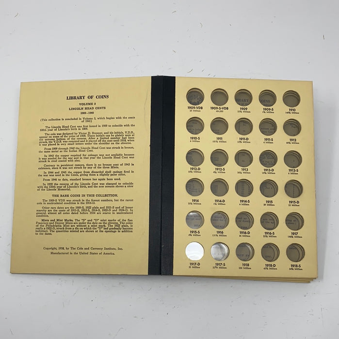 Library of Coins Vol 2 Lincoln Cents Part 1 Coin Album-Used