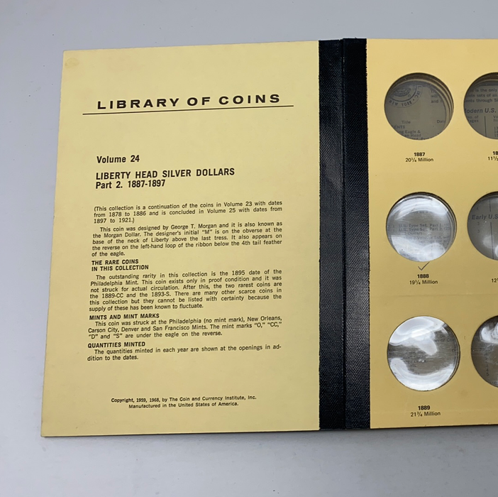 Library of Coins Vol 24 Morgan Silver Dollars Part 2 Coin Album-Used