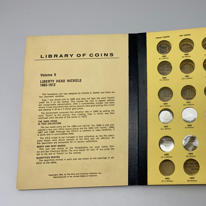 Library of Coins Vol 5 Liberty Head Nickels Coin Album-Used