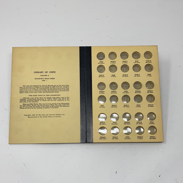 Library of Coins Vol 11 Roosevelt Head Dimes Coin Album-Used