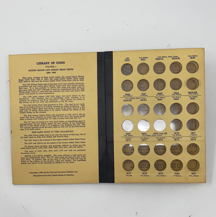 Library of Coins Vol 1 Flying Eagle/Indian Head Coin Album-Used