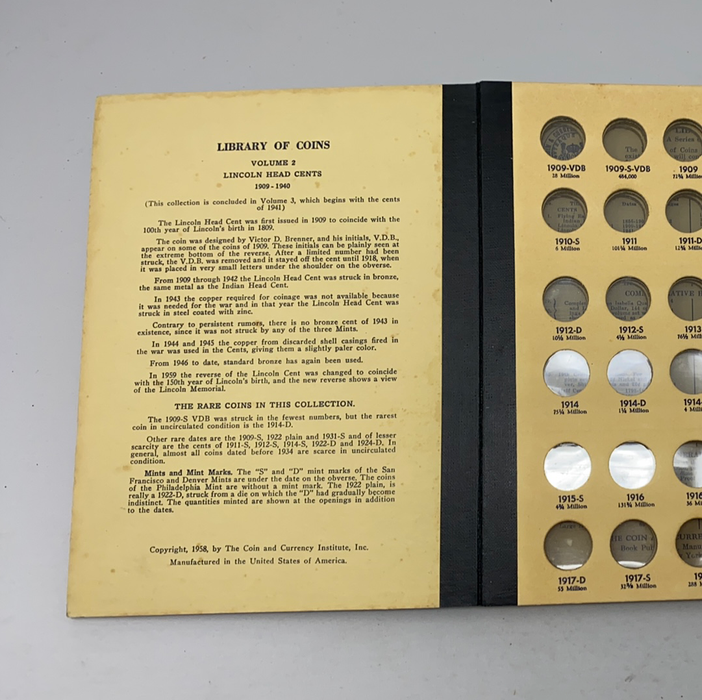 Library of Coins Vol 2 Lincoln Cents Part 1 Coin Album-Used