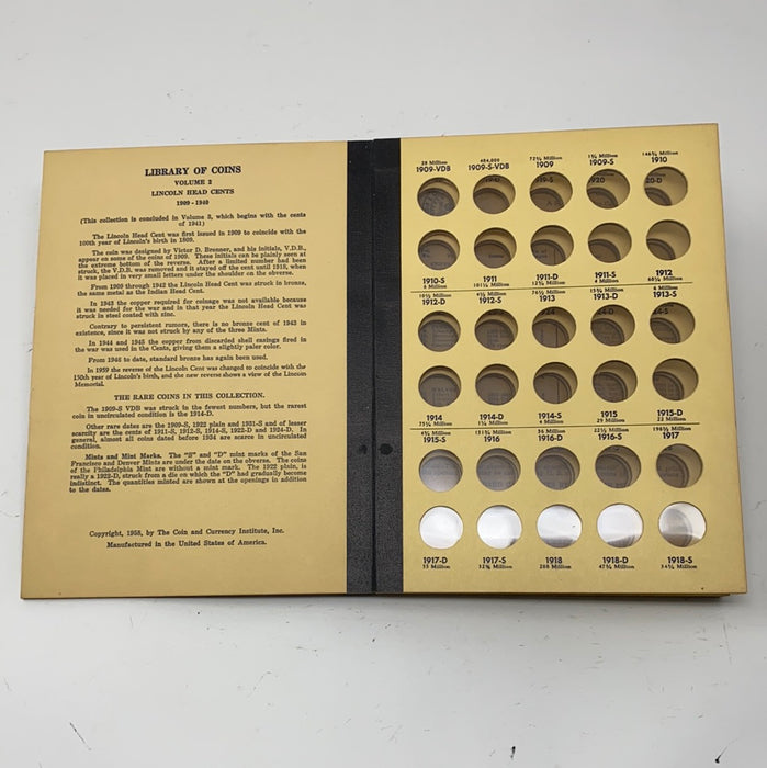 Library of Coins Vol 2 Lincoln Cents Part 1 Coin Album-Used