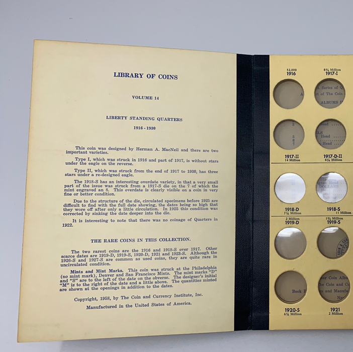 Library of Coins Vol 14 Standing Liberty Quarters Coin Album-Used