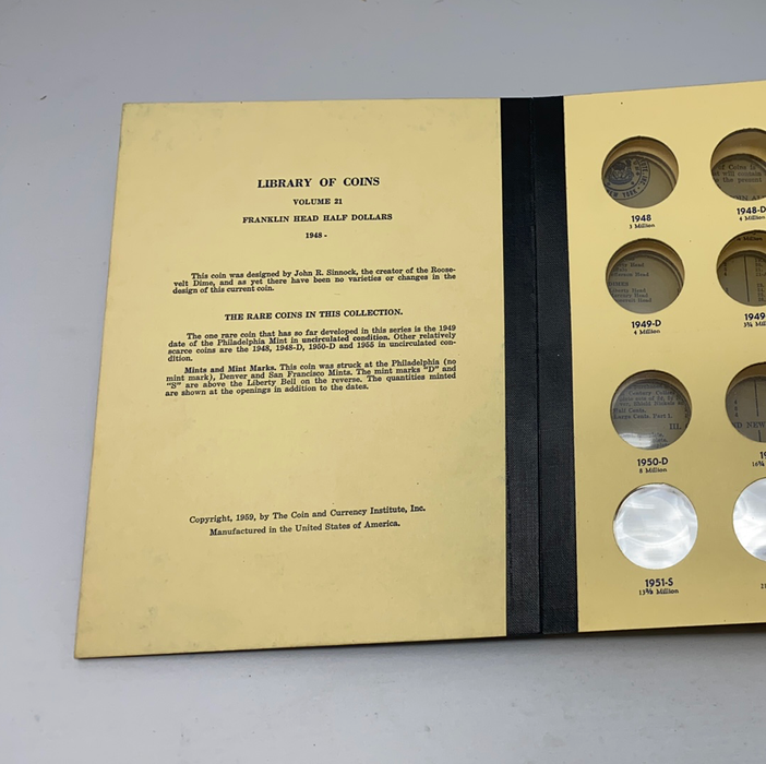 Library of Coins Vol 21 Franklin Half Dollars Coin Album-Used