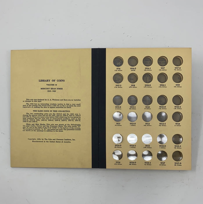 Library of Coins Vol 10 Mercury Head Dimes Coin Album-Used