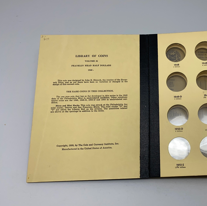 Library of Coins Vol 21 Franklin Half Dollars Coin Album-Used