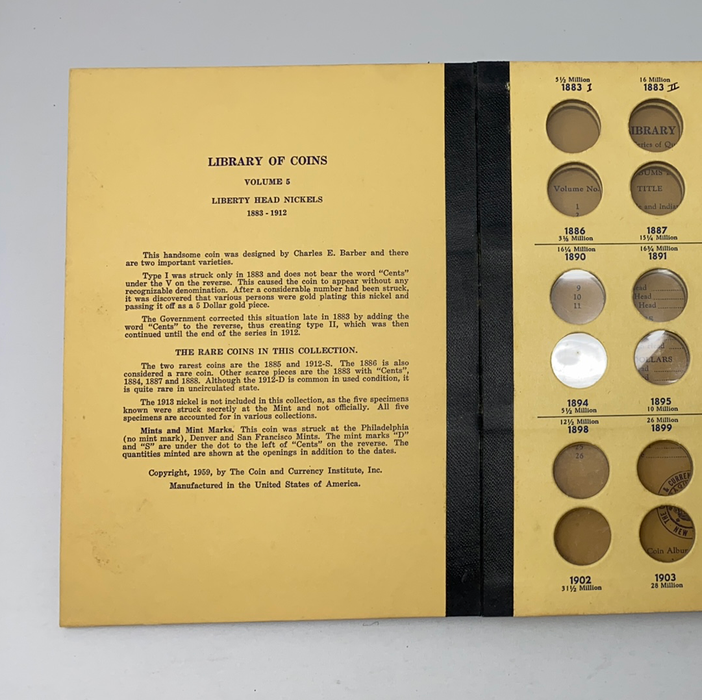 Library of Coins Vol 5 Liberty Head Nickels Coin Album-Used