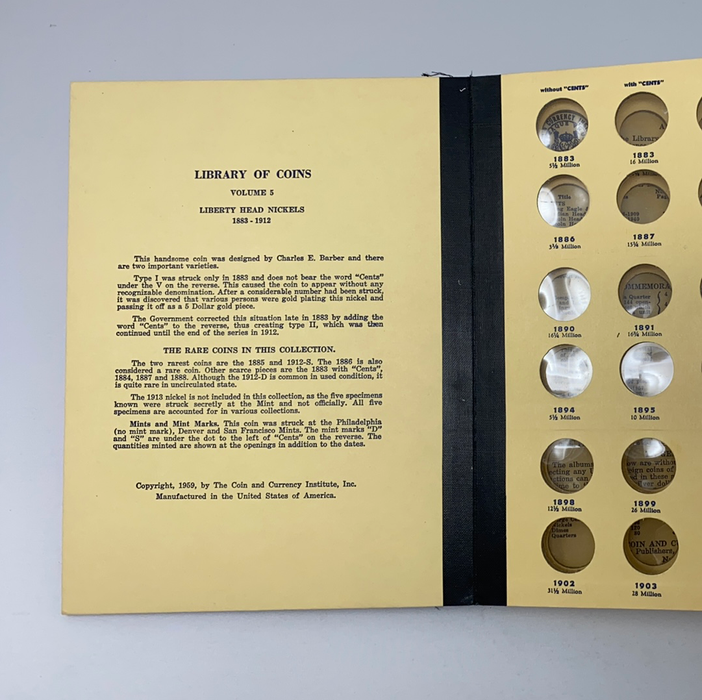 Library of Coins Vol 5 Liberty Head Nickels Coin Album-Used