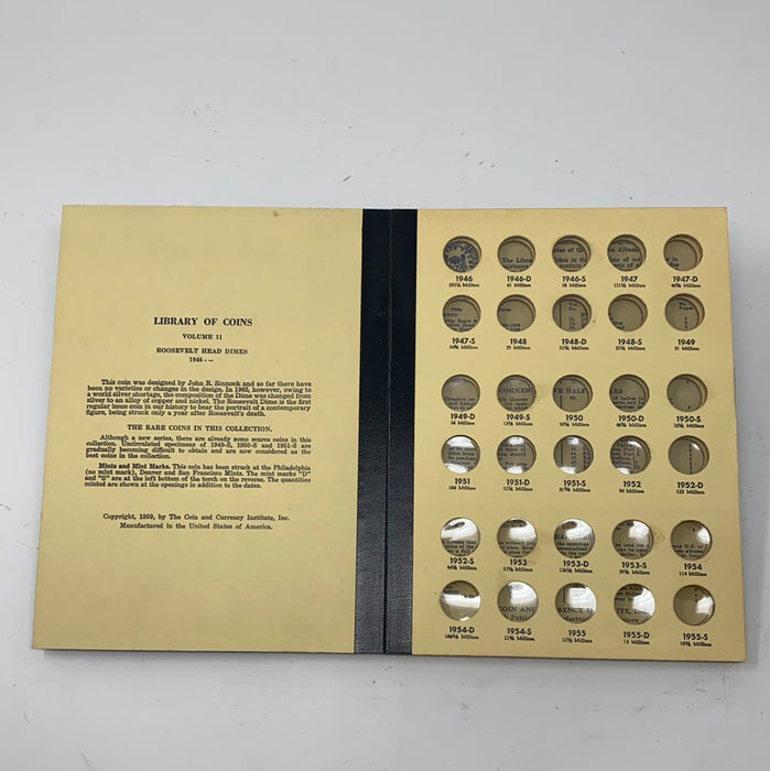 Library of Coins Vol 11 Roosevelt Head Dimes Coin Album-Used