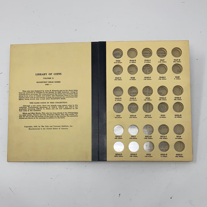 Library of Coins Vol 11 Roosevelt Head Dimes Coin Album-Used