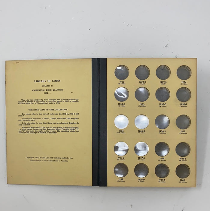 Library of Coins Vol 15 Washington Quarters Coin Album-Used