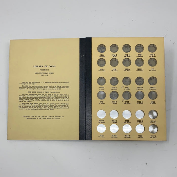 Library of Coins Vol 10 Mercury Head Dimes Coin Album-Used