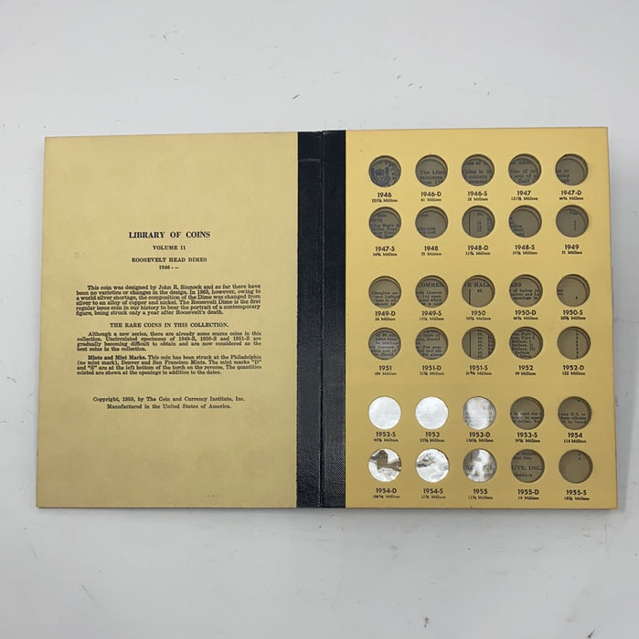 Library of Coins Vol 11 Roosevelt Head Dimes Coin Album-Used