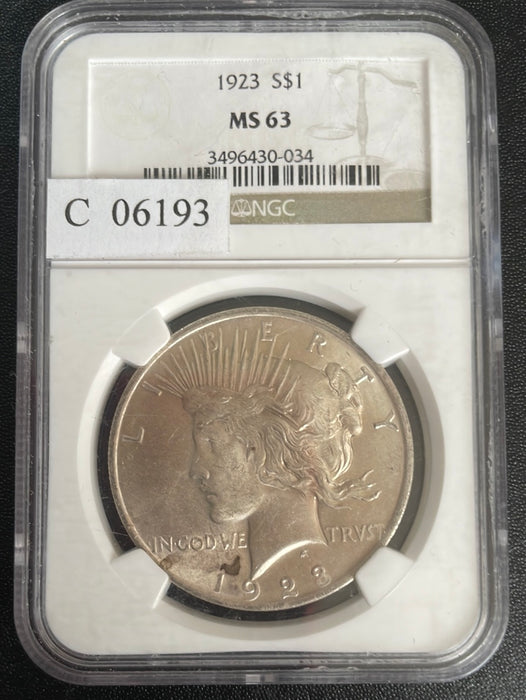 1923 Peace Dollar NGC - MS-63 - US Coin