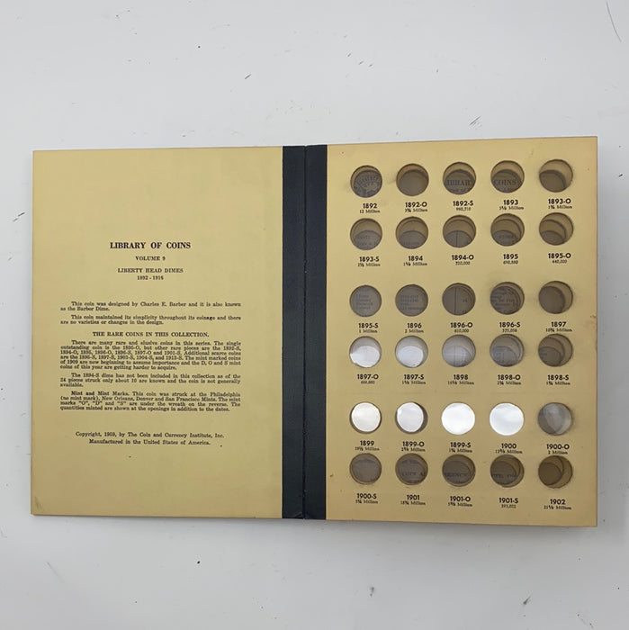 Library of Coins Vol 9 Liberty Head/Barber Dimes Coin Album-Used