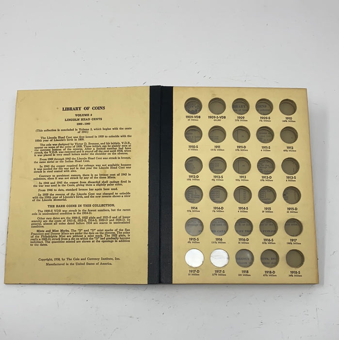 Library of Coins Vol 2 Lincoln Cents Part 1 Coin Album-Used