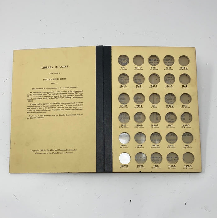 Library of Coins Vol 3 Lincoln Cents Part 2 Coin Album-Used