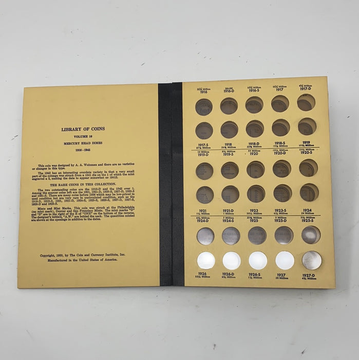 Library of Coins Vol 10 Mercury Head Dimes Coin Album-Used