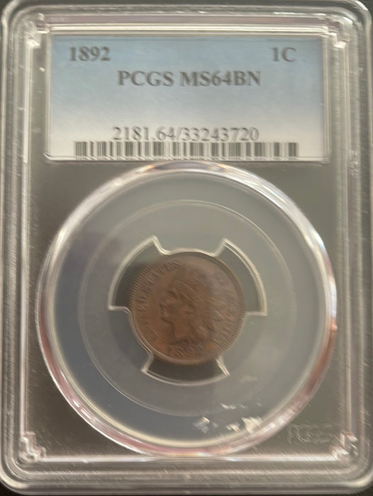 1892 Indian Head Penny/Cent PCGS MS64 BN - US Coin