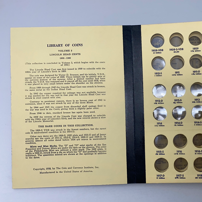 Library of Coins Vol 2 Lincoln Cents Part 1 Coin Album-Used