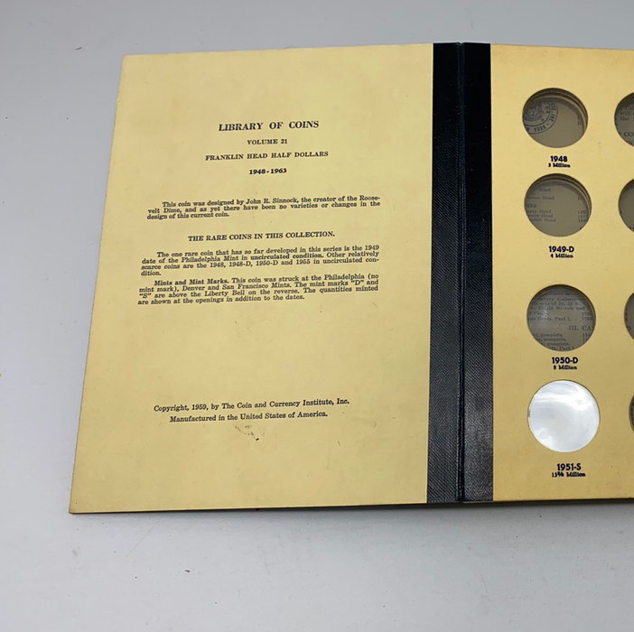 Library of Coins Vol 21 Franklin Half Dollars Coin Album-Used