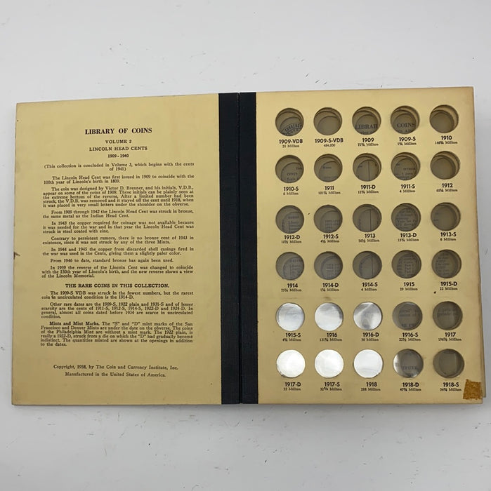 Library of Coins Vol 2 Lincoln Cents Part 1 Coin Album-Used