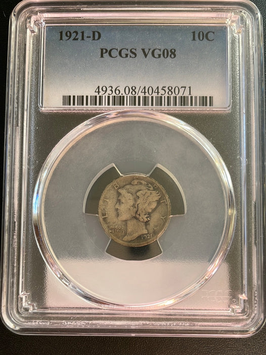 1921 D Mercury Dime PCGS VG 08 - US Coin