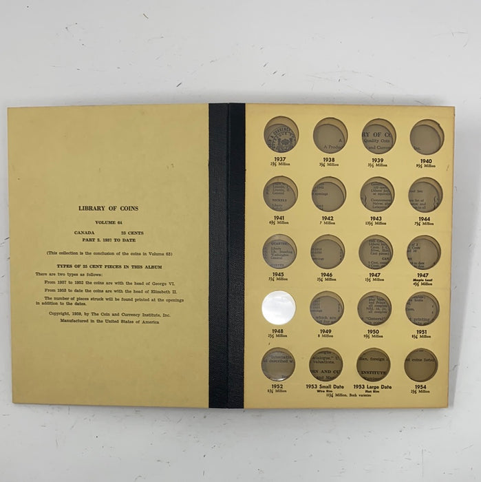 Library of Coins Vol 64 Canada 25 Cents Part 2 Coin Album-Used