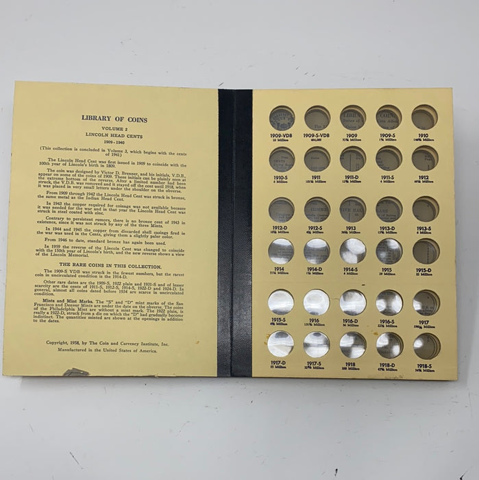 Library of Coins Vol 2 Lincoln Cents Part 1 Coin Album-Used