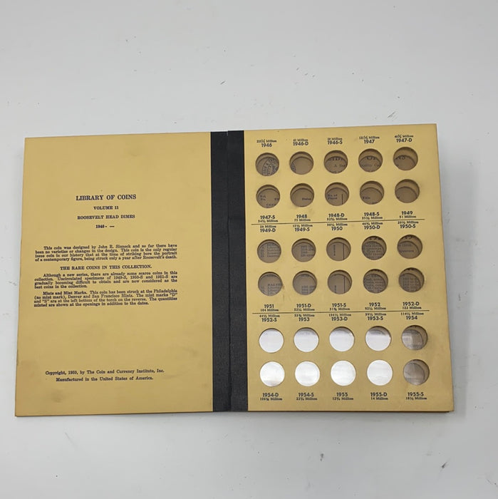 Library of Coins Vol 11 Roosevelt Head Dimes Coin Album-Used