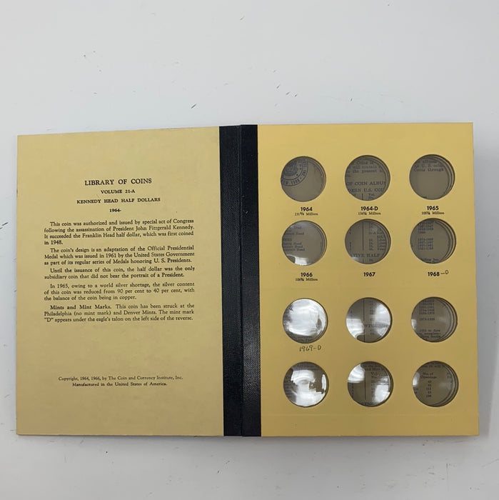 Library of Coins Vol 21A Kennedy Half Dollars Coin Album-Used