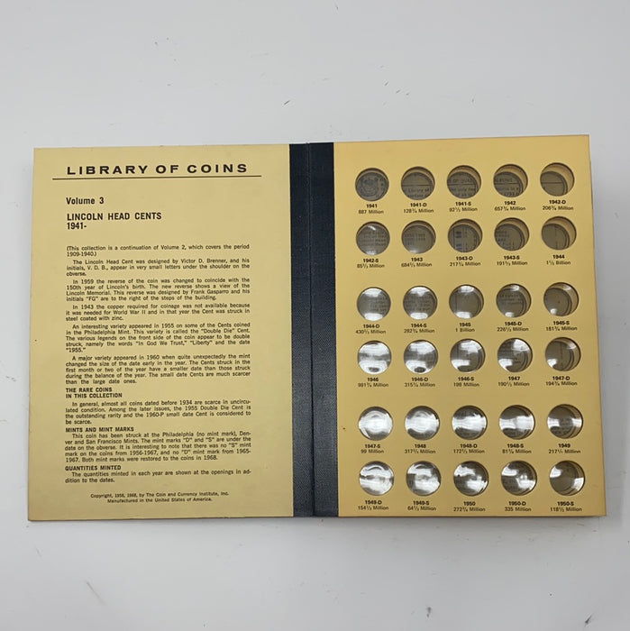 Library of Coins Vol 3 Lincoln Cents Part 2 Coin Album-Used