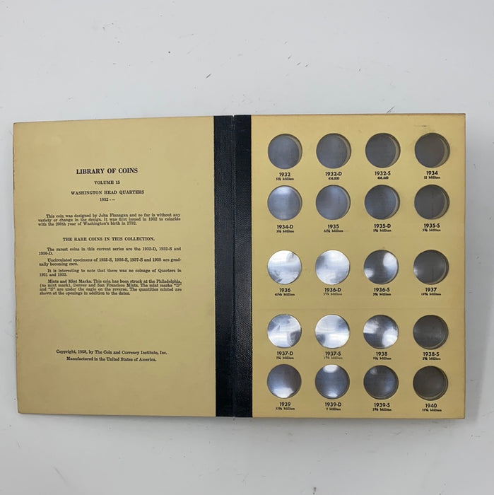 Library of Coins Vol 15 Washington Quarters Coin Album-Used