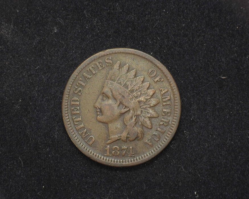 1874 Indian Head Penny/Cent F - US Coin