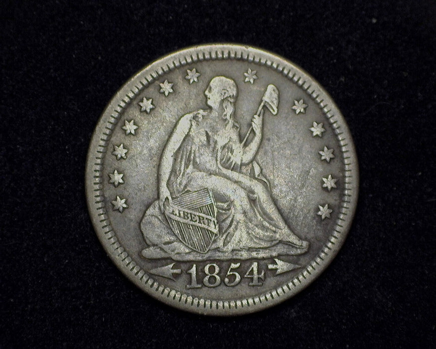 1854 Liberty Seated Quarter VF Arrows - US Coin