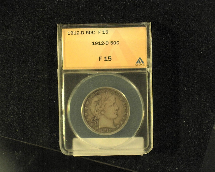 1912 D Barber Half Dollar F 15 - US Coin