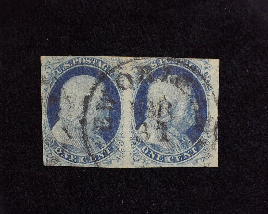 HS&C: US #7 Stamp Used Fresh horizontal pair with small thins. F