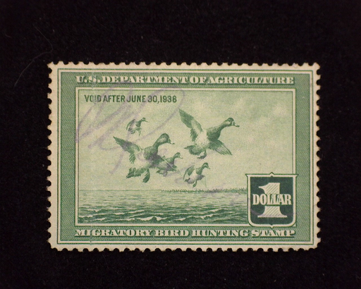 HS&C: US #RW4 Stamp Used Creasing. F/VF