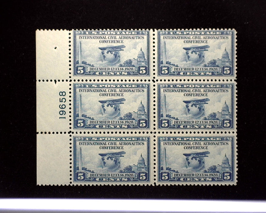 #650 Mint 5 cent Aeronautics plate block of six PL#19658 F NH US Stamp