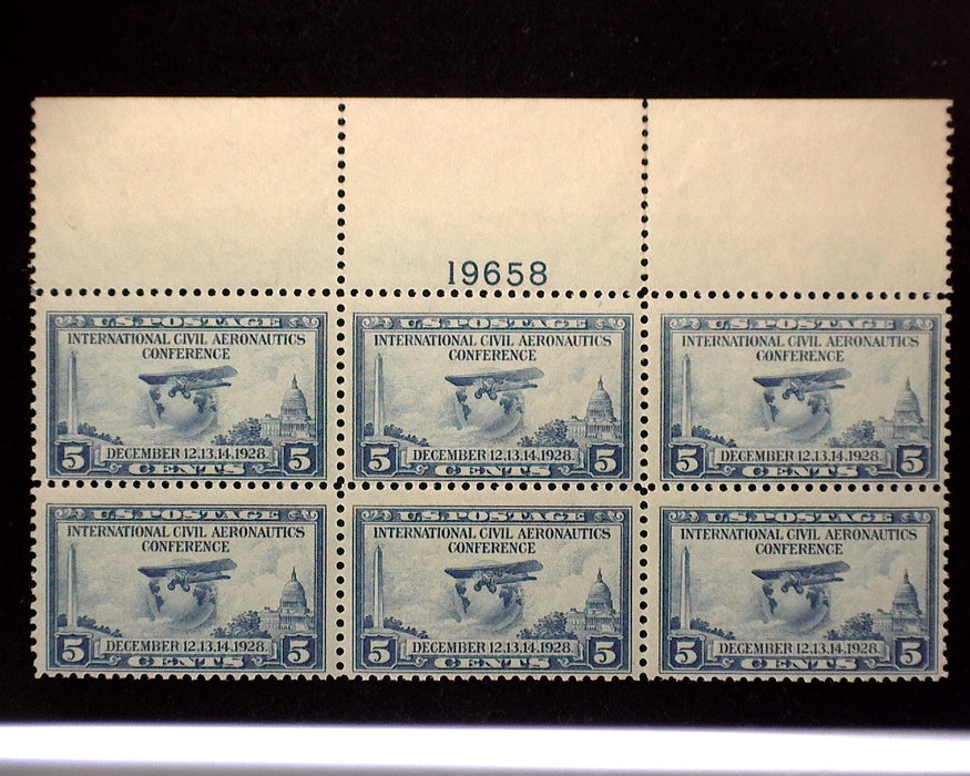 #650 Mint 5 cent Aeronautics plate block of six PL#19658 F/VF NH US Stamp