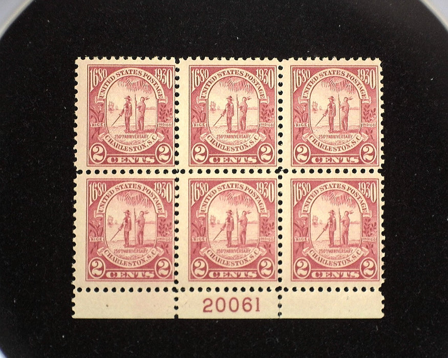 #683 Mint 2 cent Charleston plate block of six PL#20061 F/VF NH US Stamp